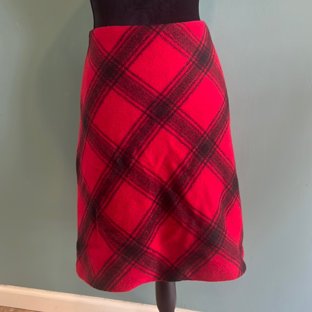 Talbots Wool Blend Buffalo Plaid Skirt
